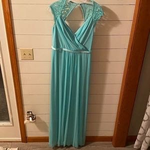 Long blue bridesmaid dress